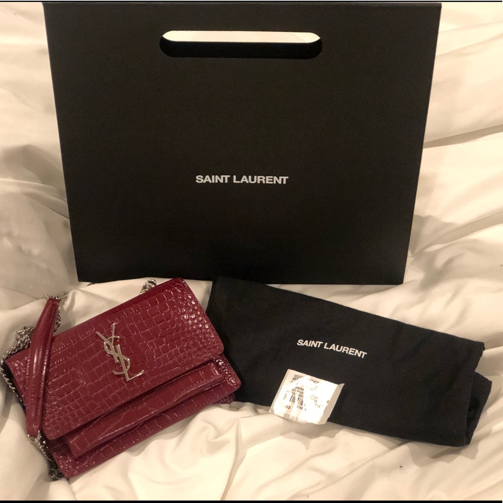 💯 authentic Saint Laurent Sunset Maroon mini bag